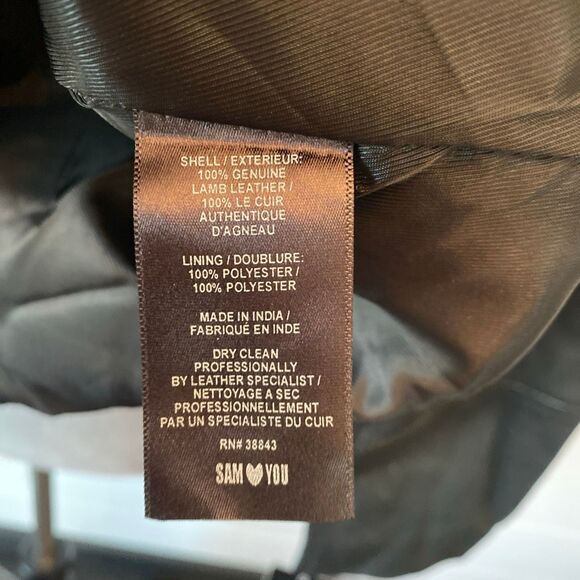 Sam Edelman Real Leather Moto Jacket Black Gold Zip Size Small - Picture 9 of 9